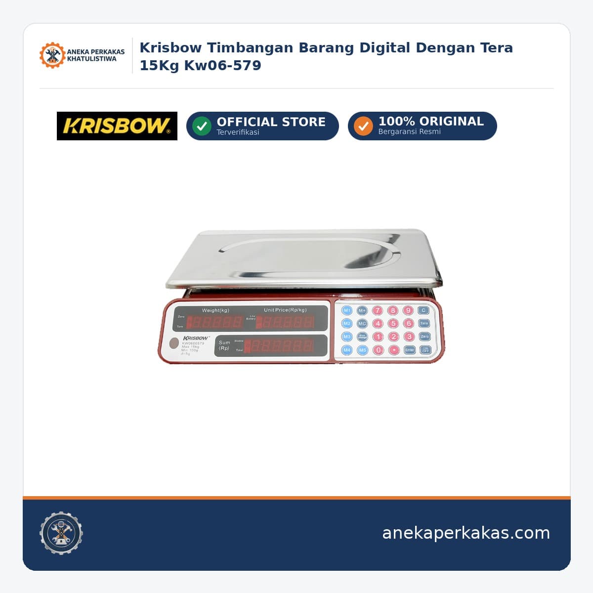Krisbow Timbangan Barang Digital Dengan Tera 15Kg Kw06-579