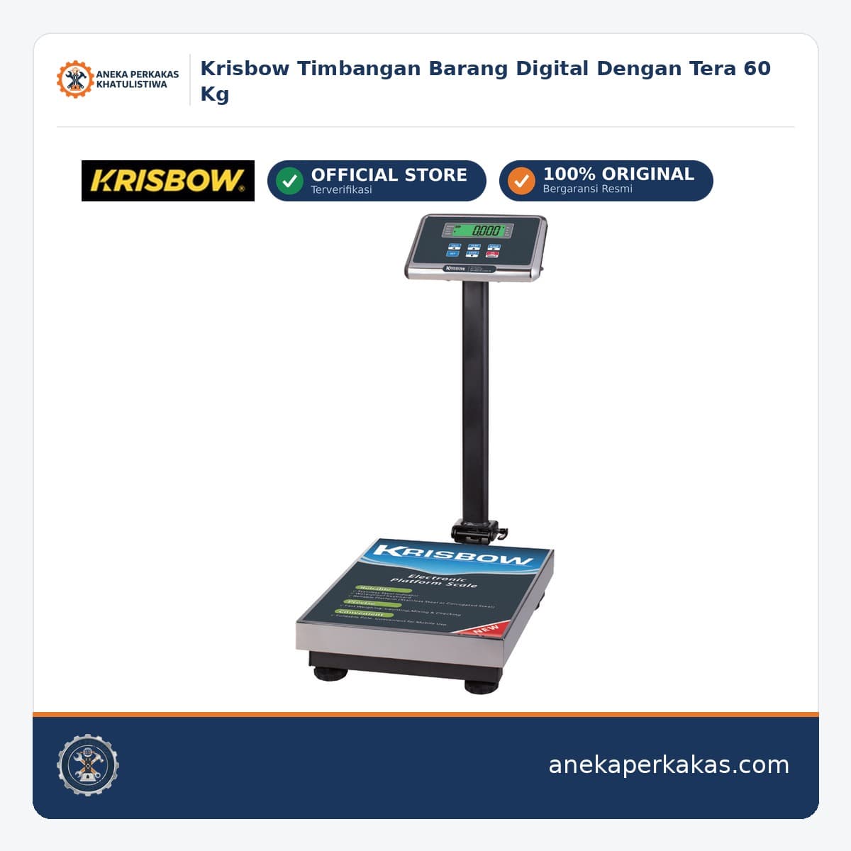 Krisbow Timbangan Barang Digital Dengan Tera 60 Kg