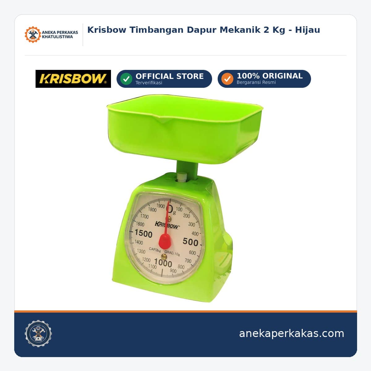 Krisbow Timbangan Dapur Mekanik 2 Kg - Hijau