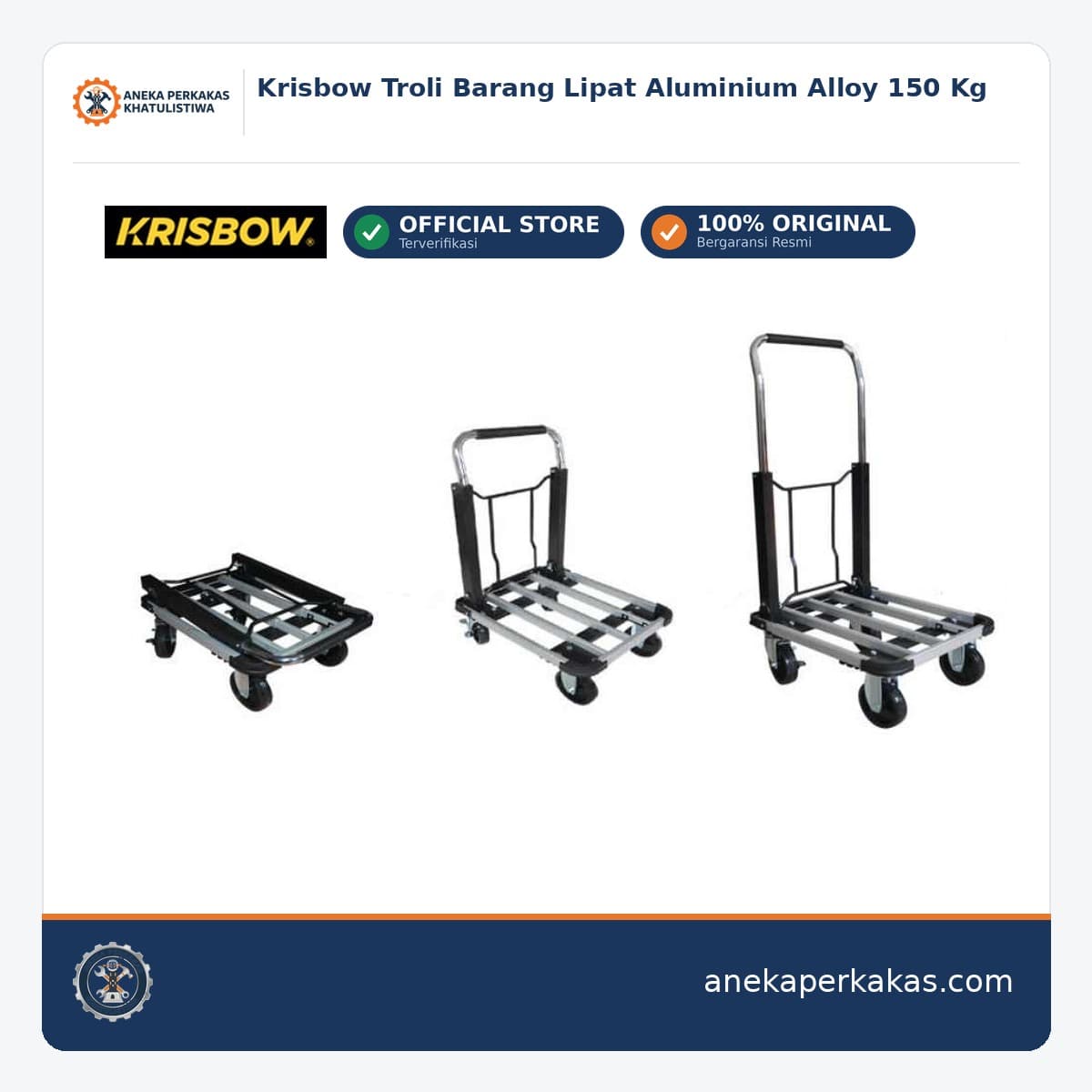 Krisbow Troli Barang Lipat Aluminium Alloy 150 Kg