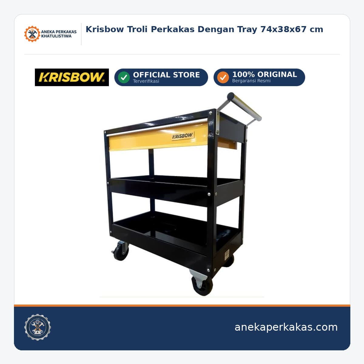 Krisbow Troli Perkakas Dengan Tray 74x38x67 cm