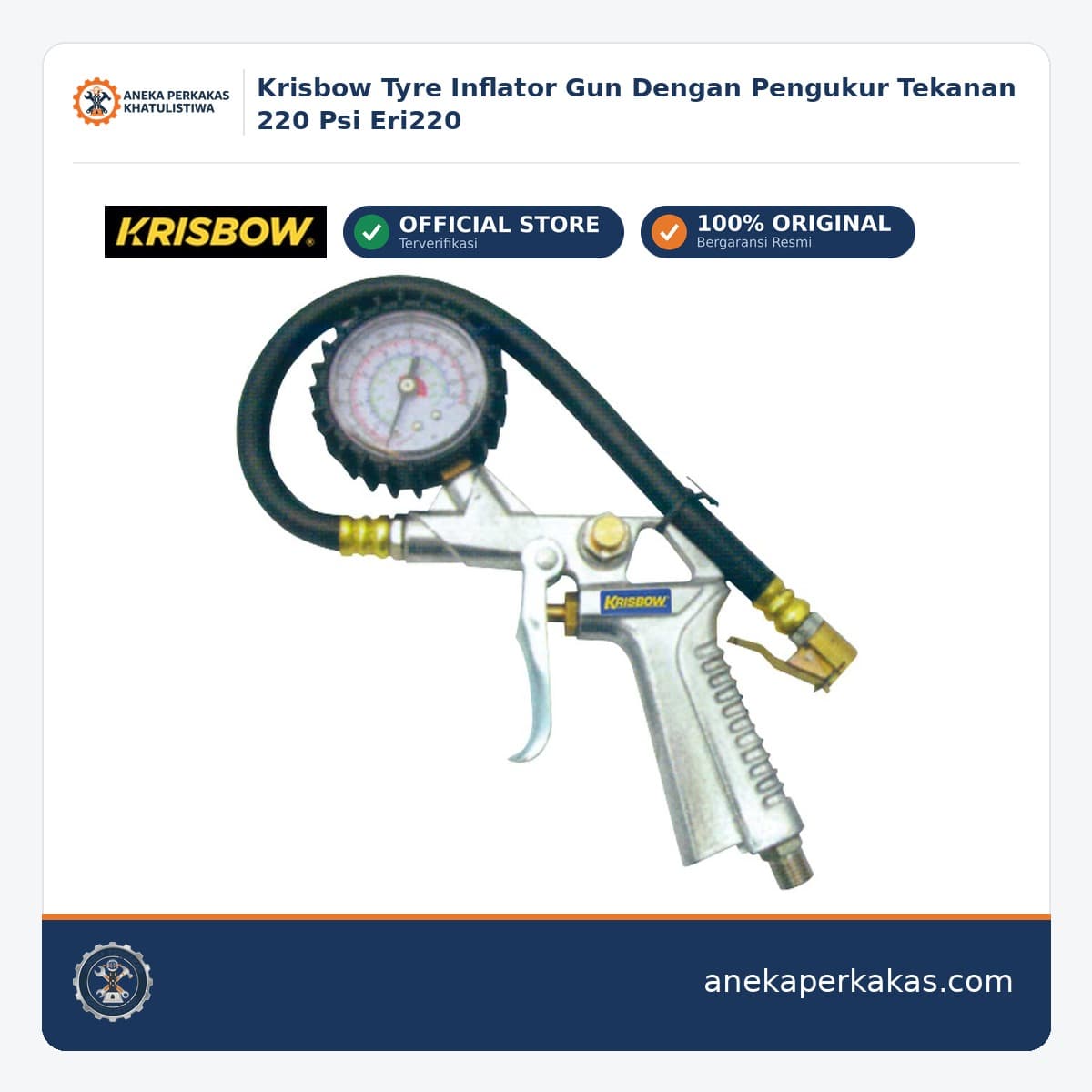 Krisbow Tyre Inflator Gun Dengan Pengukur Tekanan 220 Psi Eri220