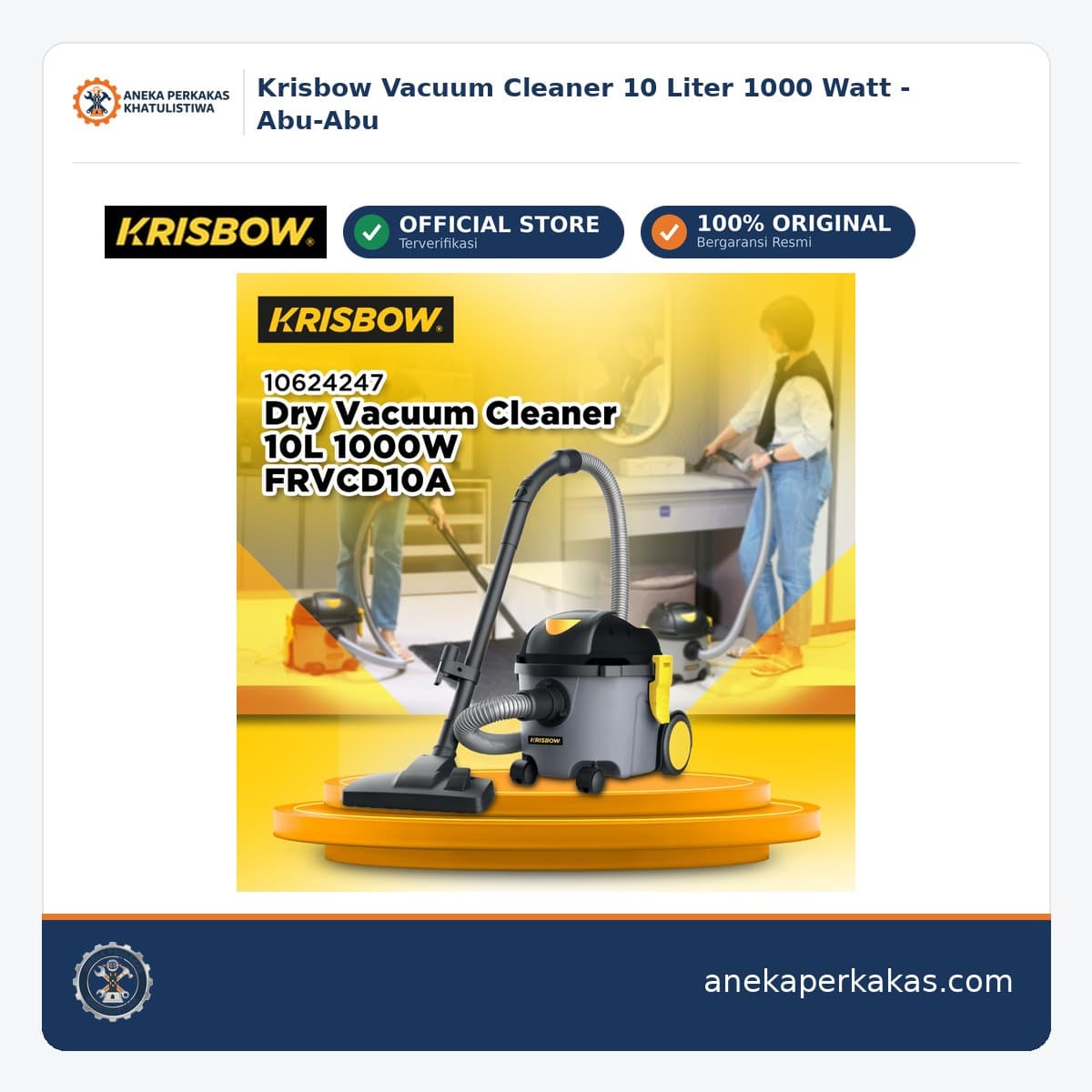 Krisbow Vacuum Cleaner 10 Liter 1000 Watt - Abu-Abu