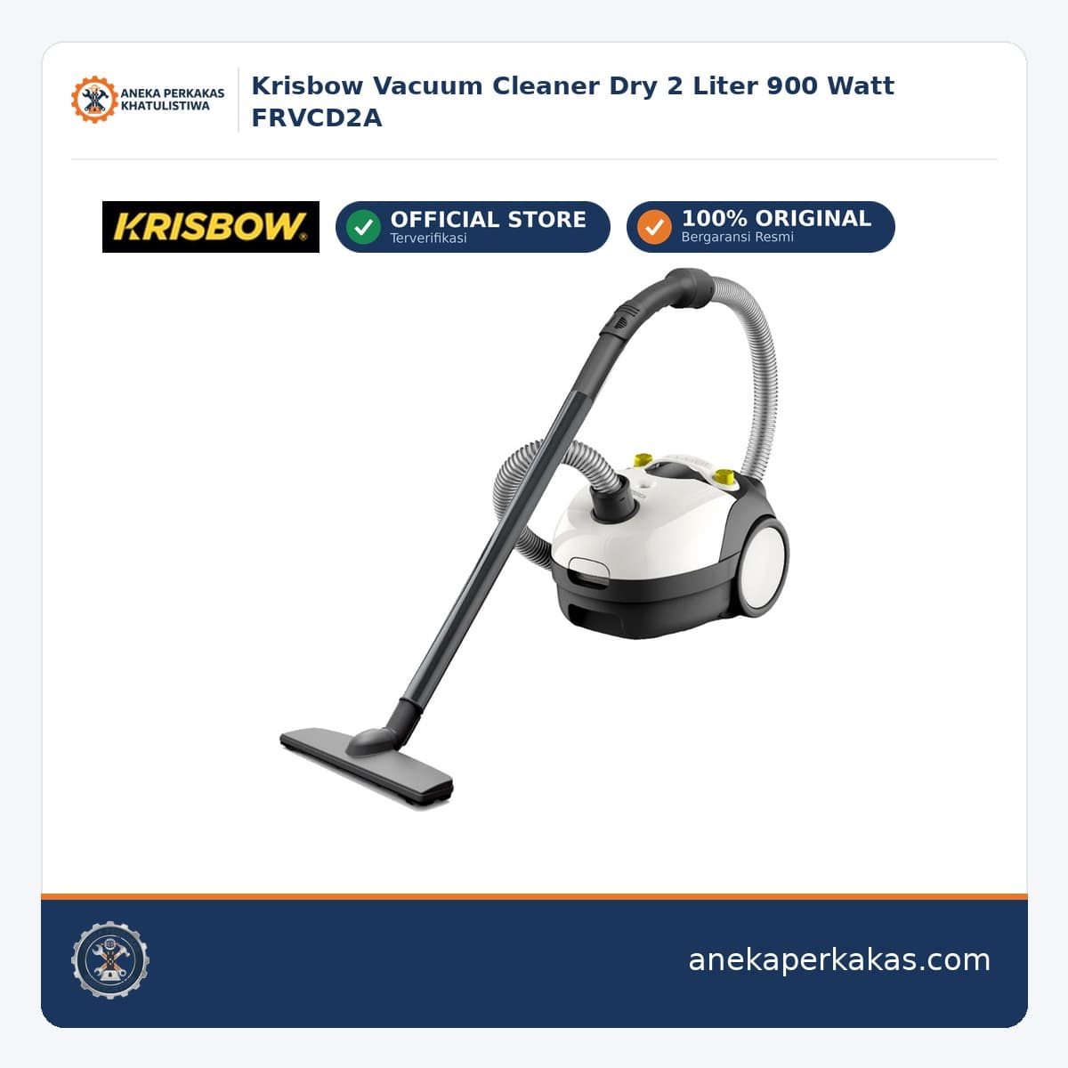 Krisbow Vacuum Cleaner Dry 2 Liter 900 Watt FRVCD2A