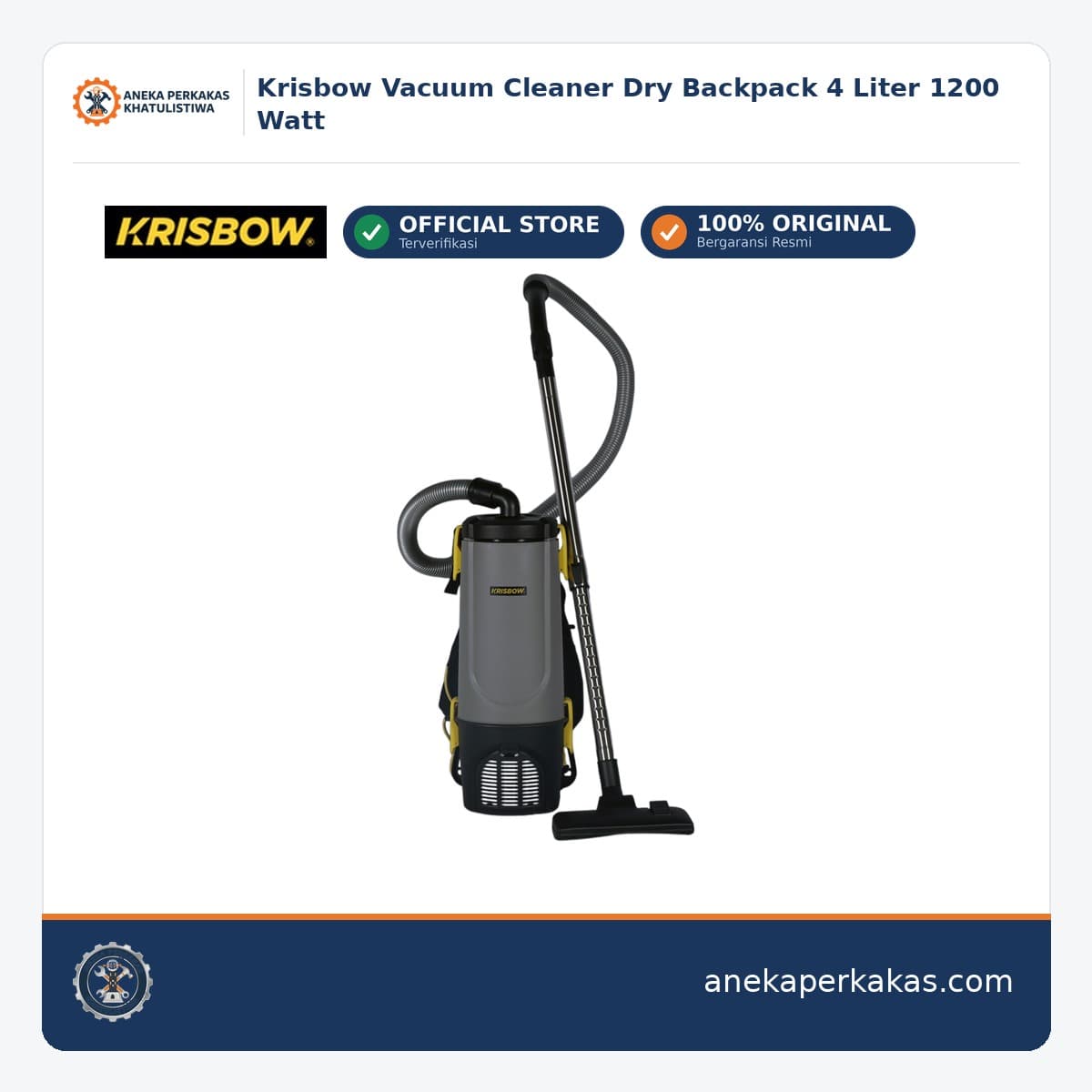 Krisbow Vacuum Cleaner Dry Backpack 4 Liter 1200 Watt