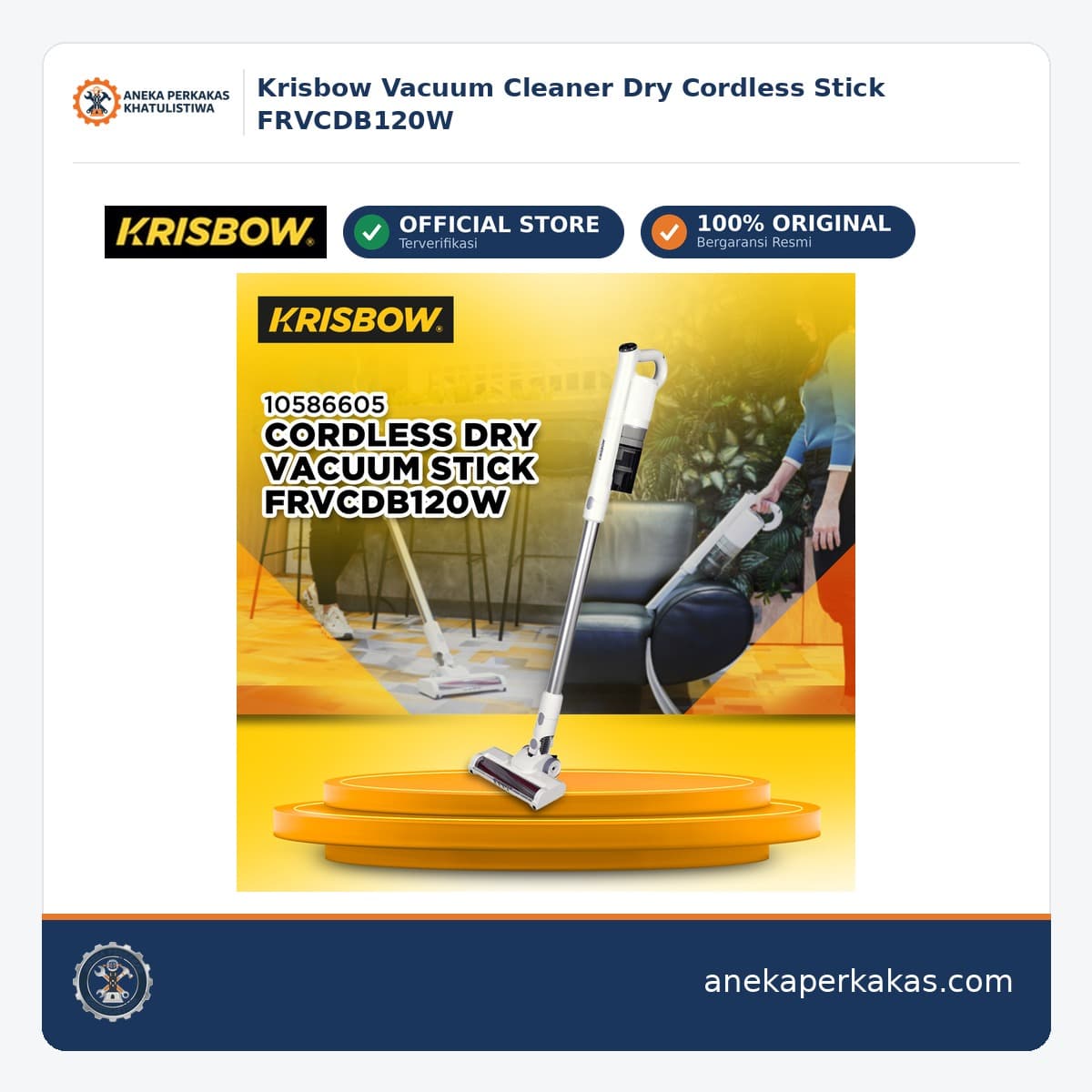 Krisbow Vacuum Cleaner Dry Cordless Stick FRVCDB120W