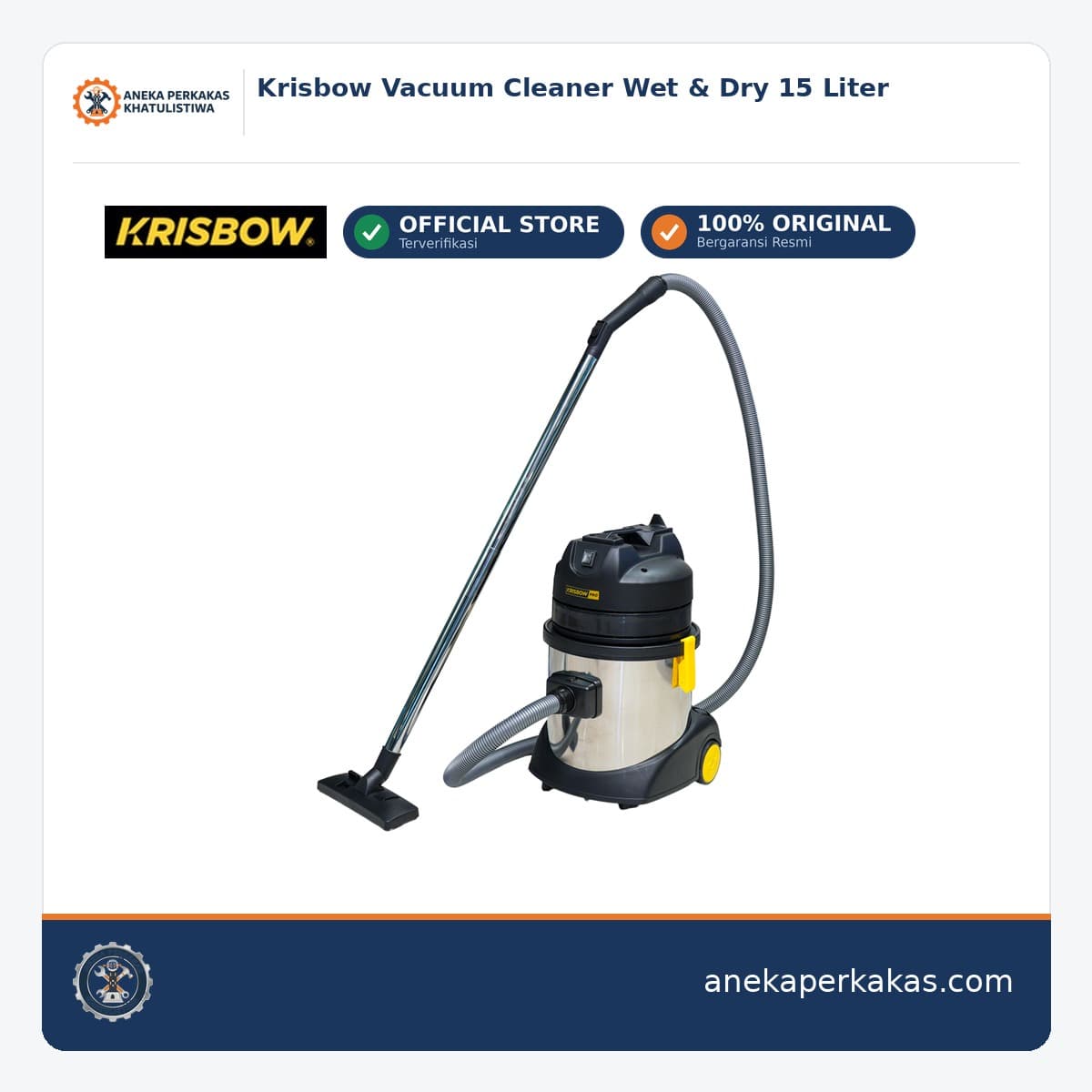 Krisbow Vacuum Cleaner Wet & Dry 15 Liter