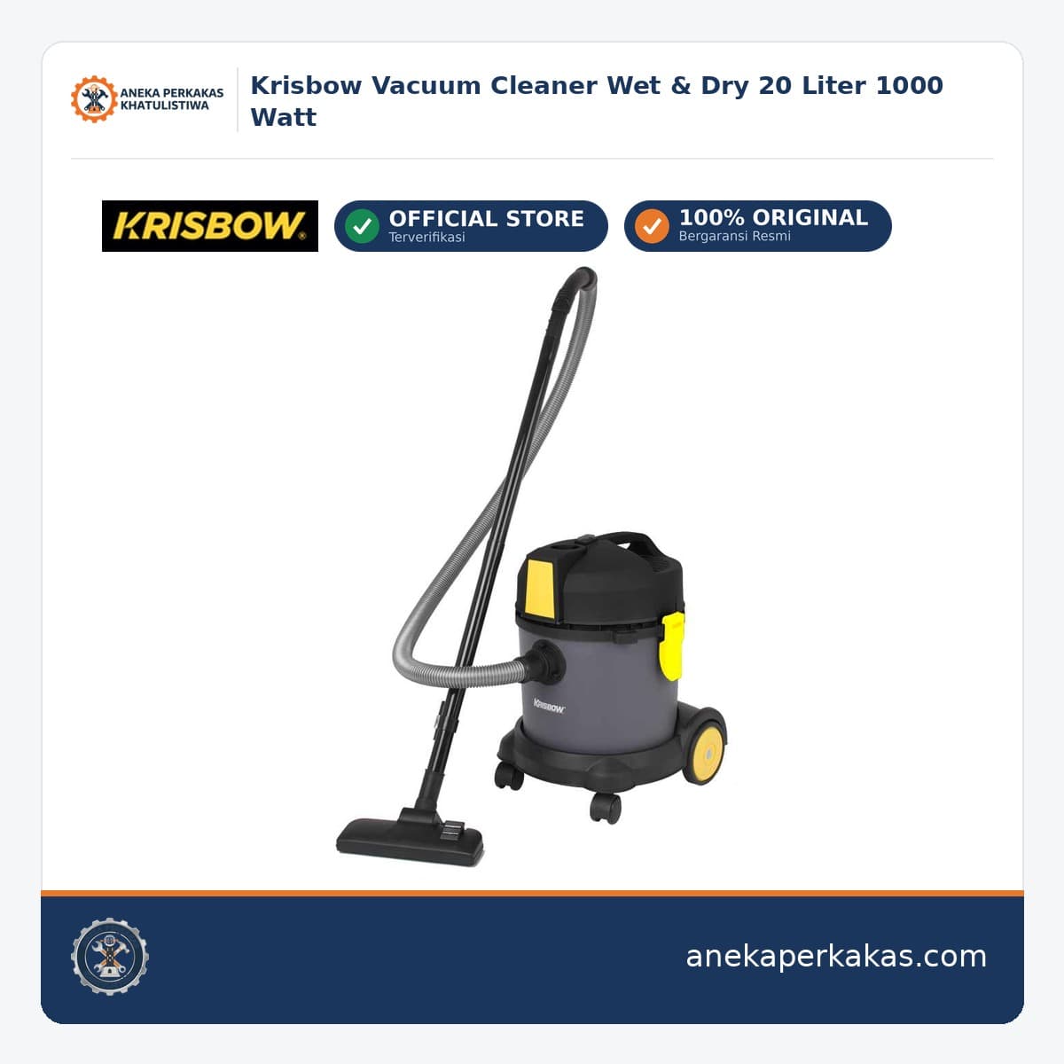 Krisbow Vacuum Cleaner Wet & Dry 20 Liter 1000 Watt