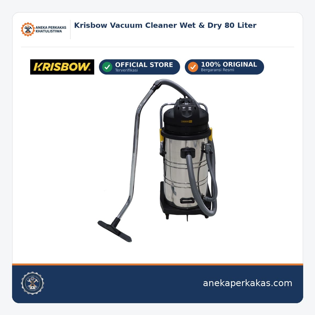 Krisbow Vacuum Cleaner Wet & Dry 80 Liter