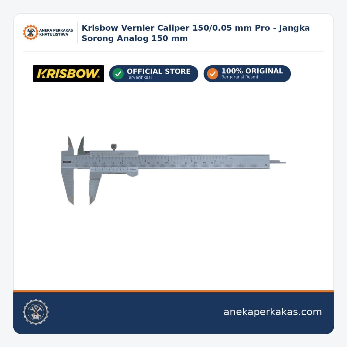 Krisbow Vernier Caliper 150/0.05 mm Pro - Jangka Sorong Analog 150 mm