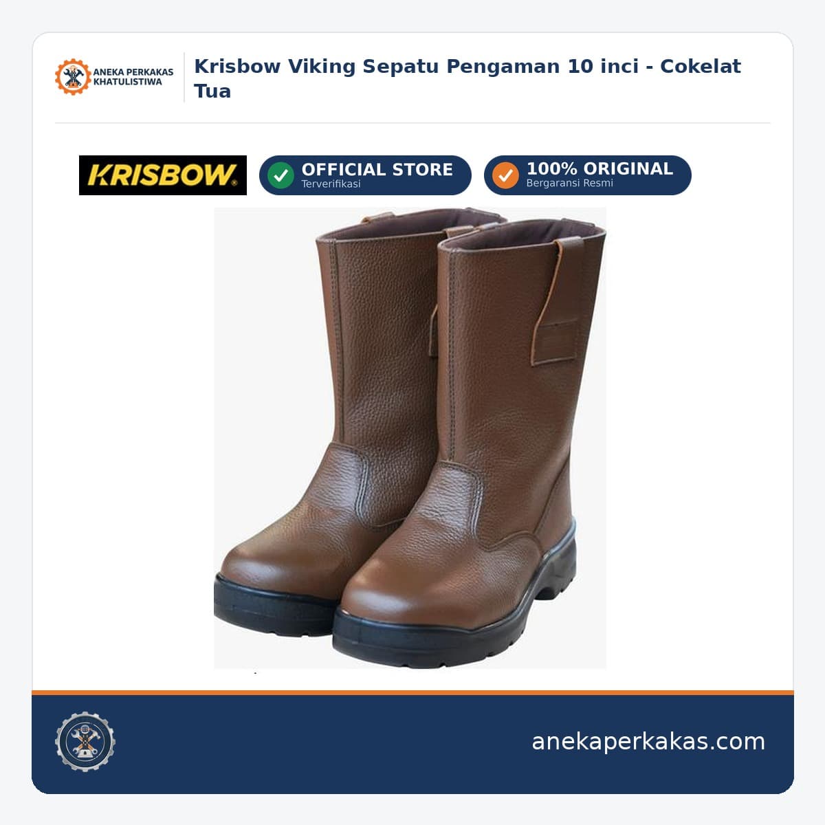 Krisbow Viking Sepatu Pengaman 10 inci - Cokelat Tua