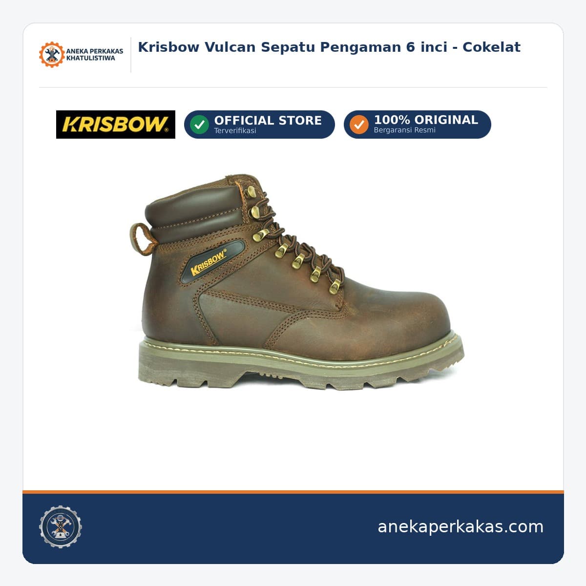 Krisbow Vulcan Sepatu Pengaman 6 inci - Cokelat
