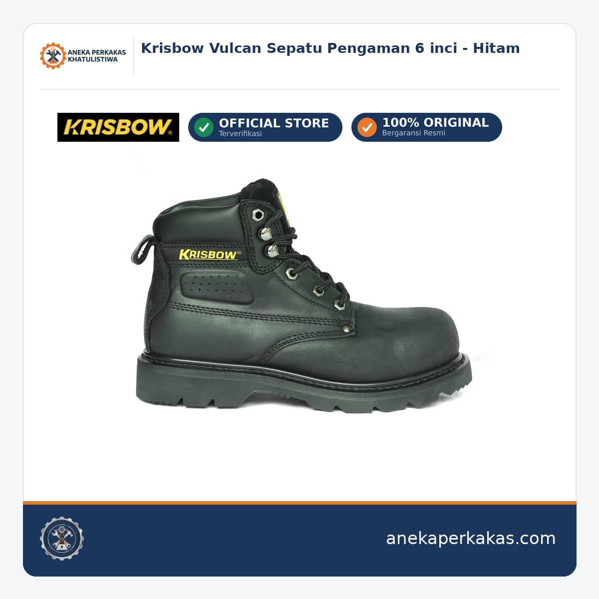 Krisbow Vulcan Sepatu Pengaman 6 inci - Hitam