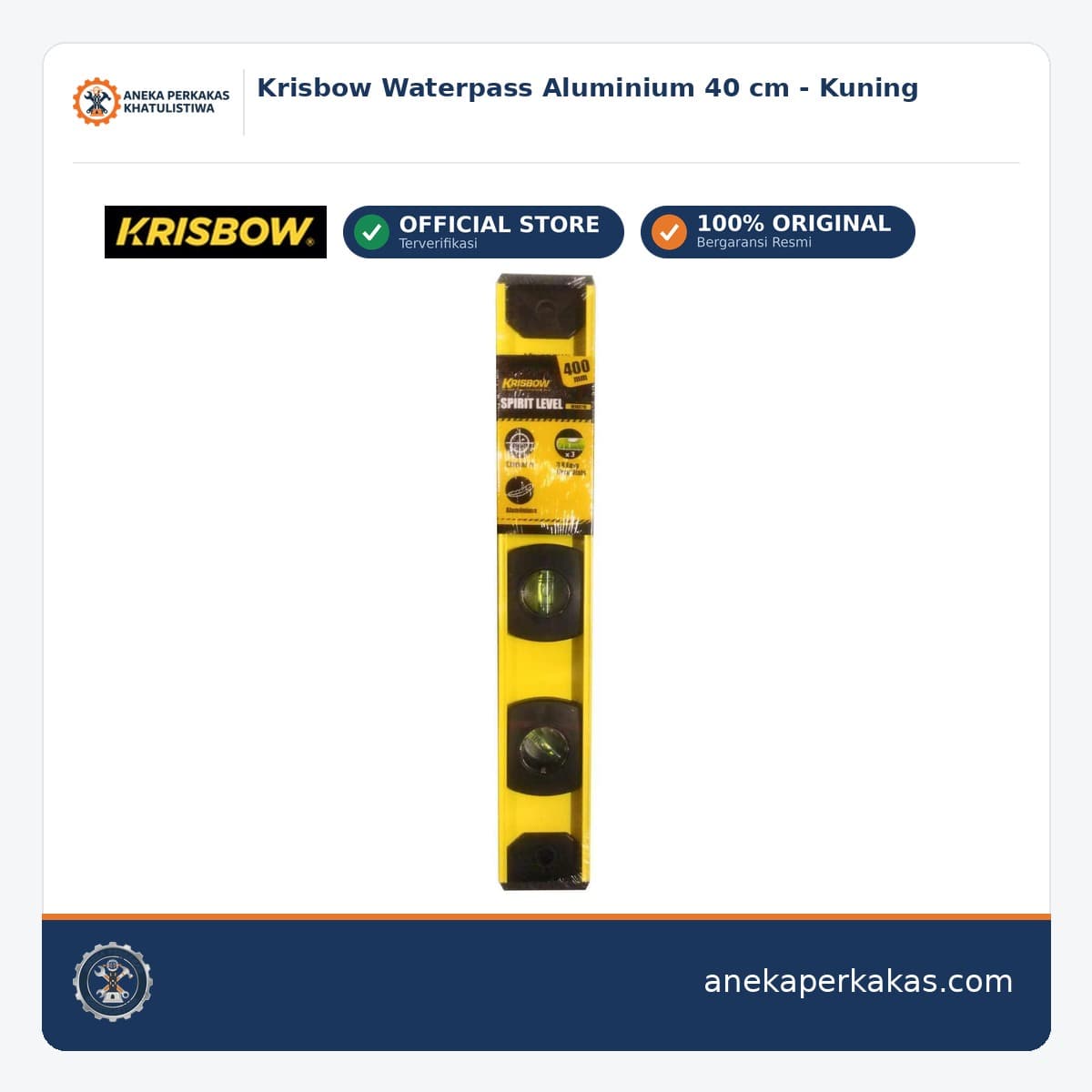 Krisbow Waterpass Aluminium 40 cm - Kuning
