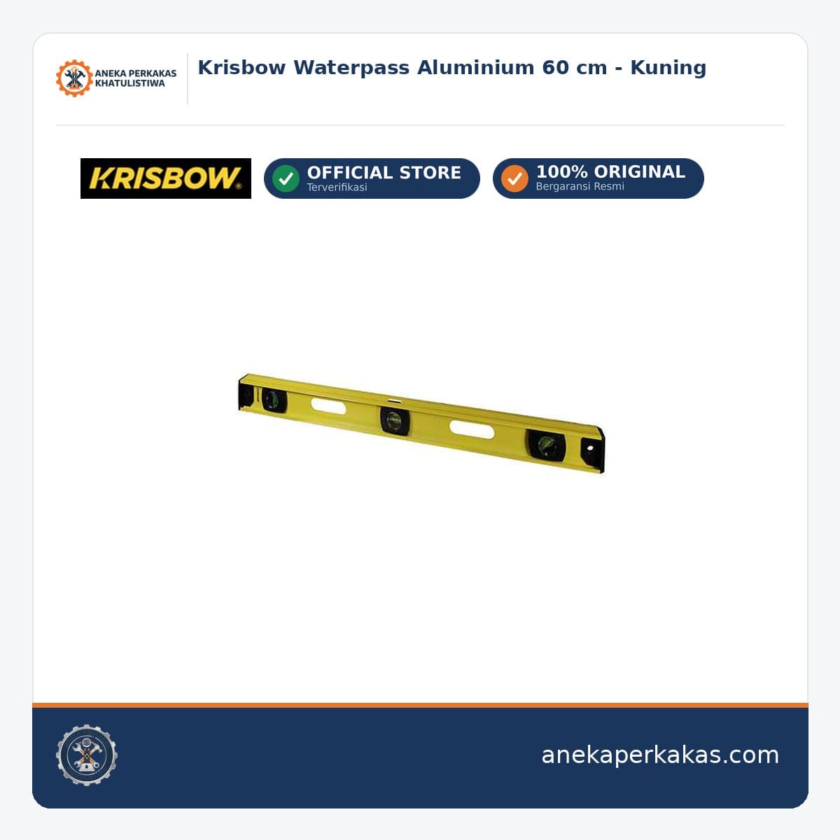 Krisbow Waterpass Aluminium 60 cm - Kuning