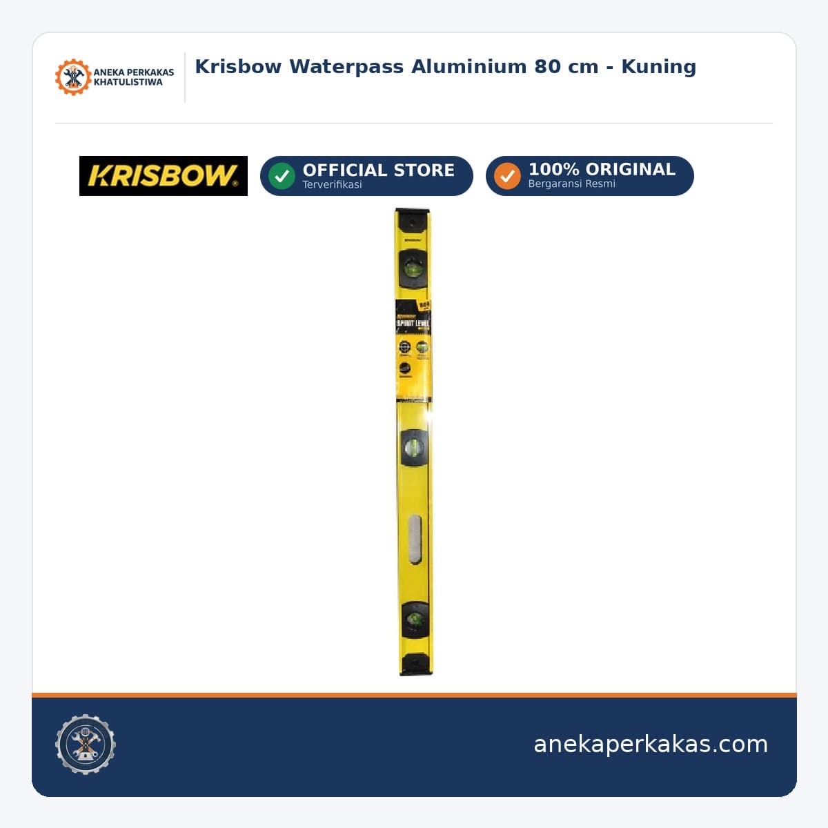 Krisbow Waterpass Aluminium 80 cm - Kuning