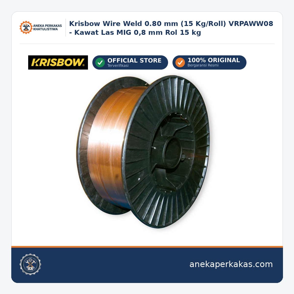Krisbow Wire Weld 0.80 mm (15 Kg/Roll) VRPAWW08 - Kawat Las MIG 0,8 mm Rol 15 kg