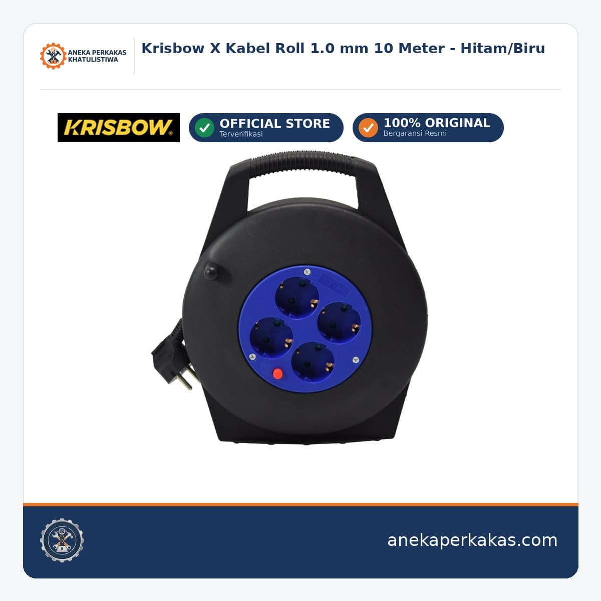 Krisbow X Kabel Roll 1.0 mm 10 Meter - Hitam/Biru