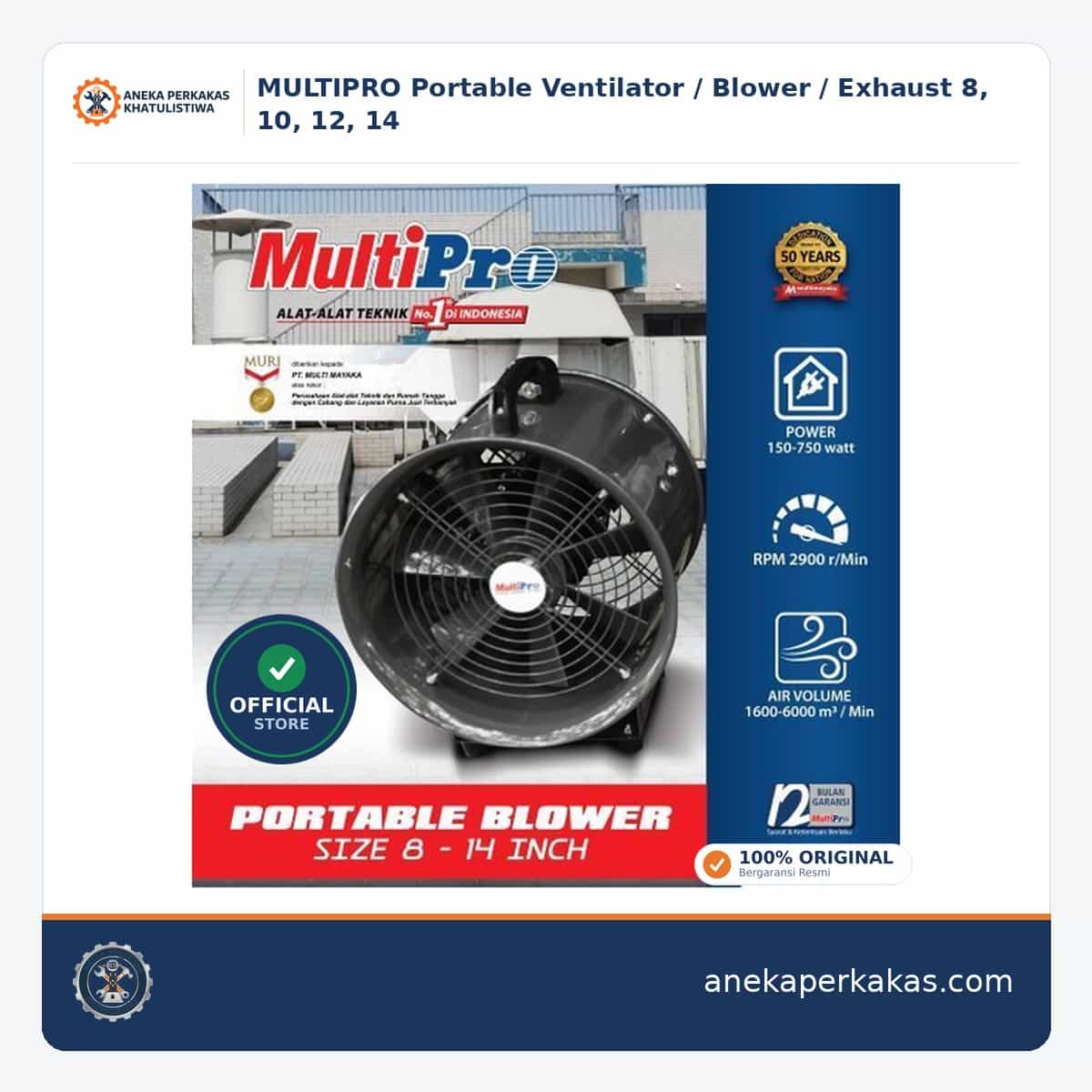MULTIPRO Portable Ventilator / Blower / Exhaust 8, 10, 12, 14 β Kelistrikan & Penerangan