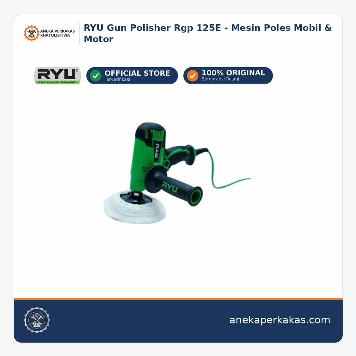 RYU Gun Polisher Rgp 125E - Mesin Poles Mobil & Motor — Perkakas Listrik Corded (Kabel)