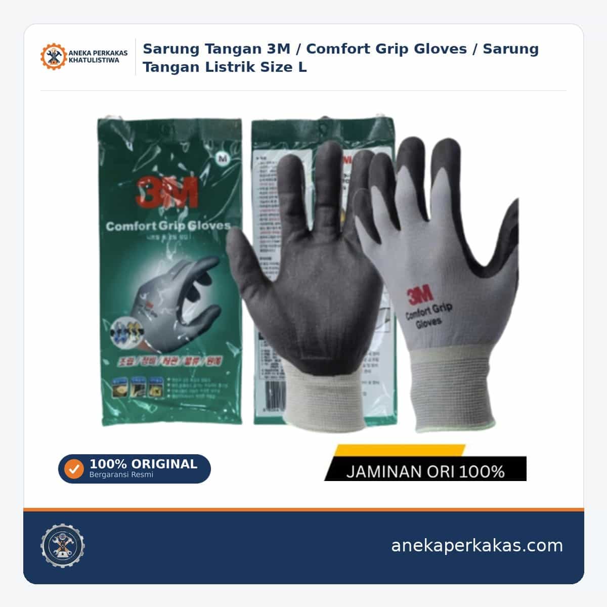 Sarung Tangan 3M / Comfort Grip Gloves / Sarung Tangan Listrik Size L β Sarung Tangan Safety