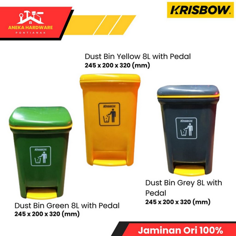 Krisbow 8 Ltr Tempat Sampah Outdoor Pedal