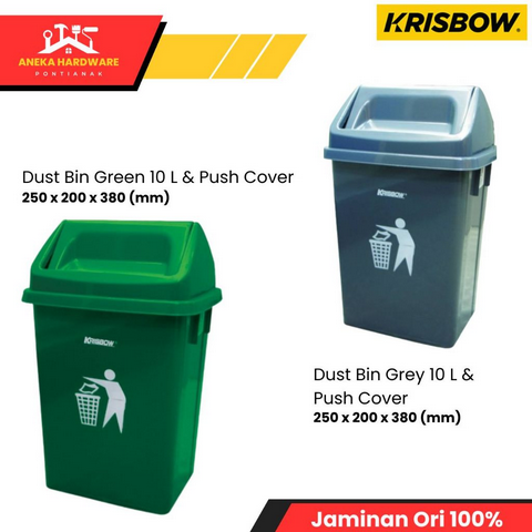 Krisbow 10 Ltr Tempat Sampah Plastik - HijauAbuAbu
