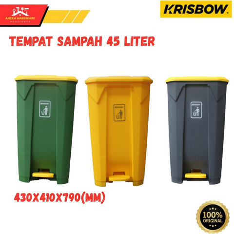 Krisbow 45 Ltr Tempat Sampah Plastik Dengan Pedal