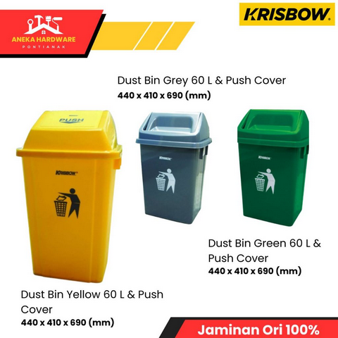 Krisbow 60 Ltr Tempat Sampah Outdoor Push Cover