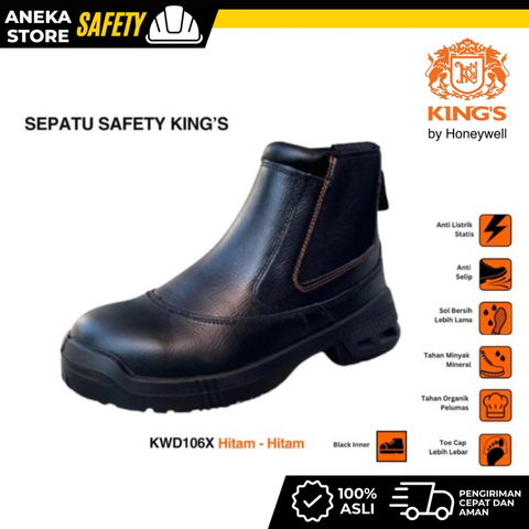 KINGS HONEYWELL 106X Sepatu Pengaman - Hitam (PRODUKSI Terbaru) Safety Shoes Pengaman Kaki Perlengkapan Industri Peralatan Keamanan
