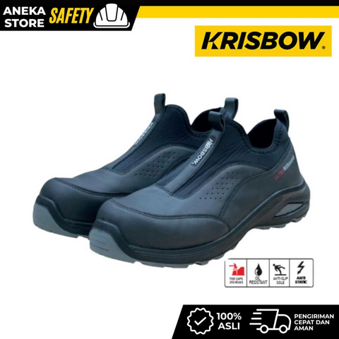 Krisbow Chronos Sepatu Pengaman - Hitam Safety Shoes Pengaman Kaki Perlengkapan Industri Peralatan Keamanan