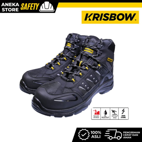 Krisbow Nemesis Sepatu Pengaman - Hitam Safety Shoes Pengaman Kaki Perlengkapan Industri Peralatan Keamanan