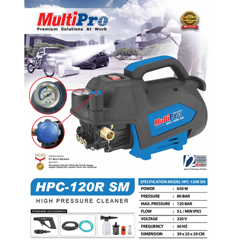 Jet Cleaner Multipro HPC-120R SM / High Pressure Cleaner Dengan Fitur Pengatur Tekanan Air - Sky Blue